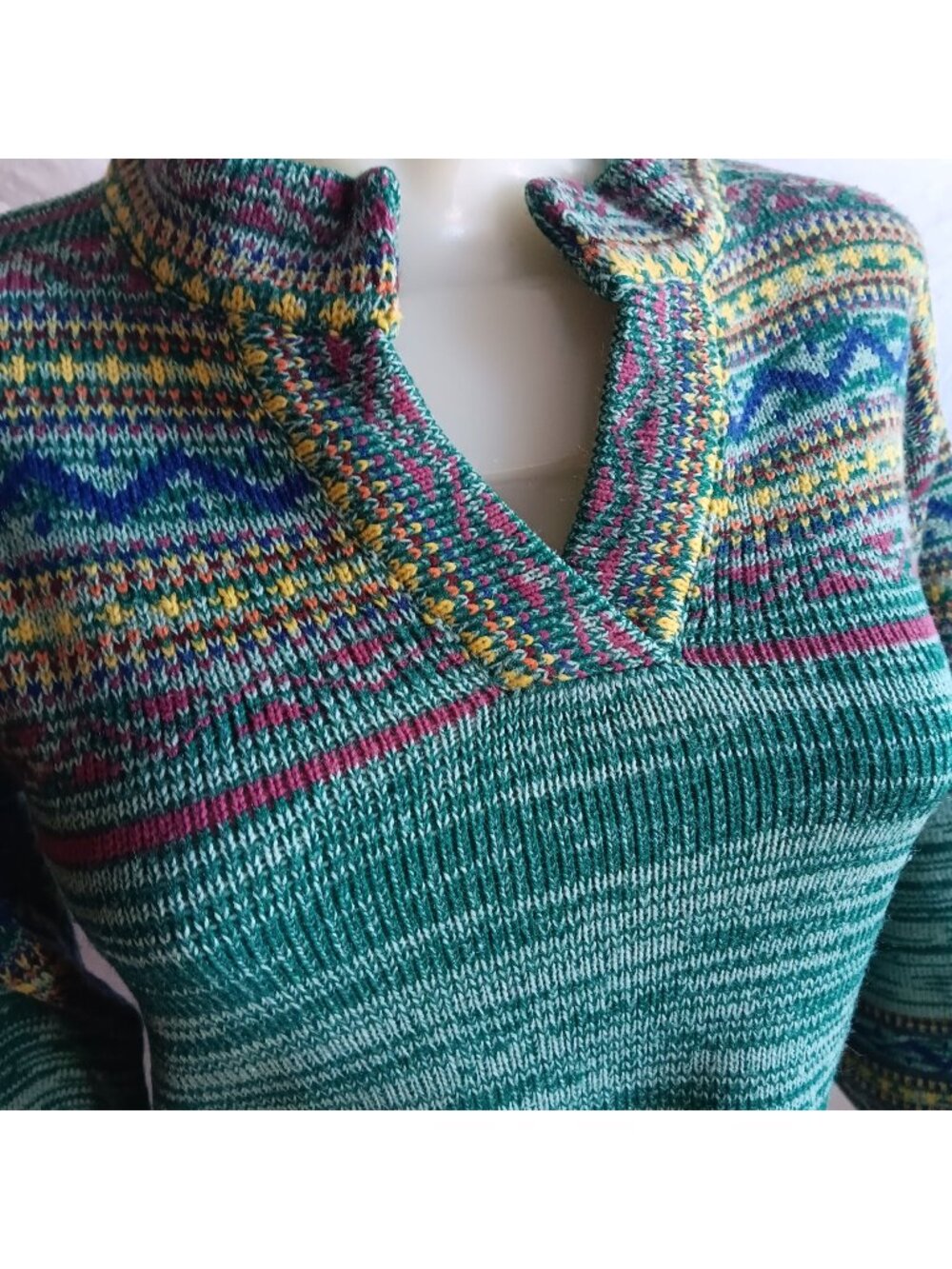 Small True Vintage Pullover Sweater Boho Multicolor Southwestern Nordic Hippy
